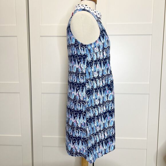 Lilly Pulitzer Low Tide Navy Sails and Stripes Sleeveless Jane Mini Shift Dress - Picture 3 of 7